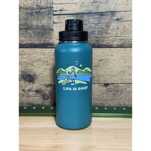RARE-LIFE IS GOOD 32 oz WIDE MOUTH STAINLESS STEEL WATER BOTTLE - Hiking W Dog